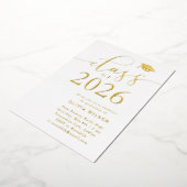 Invitation En Aluminium Classe de 2025 Grad Party White Gold (Rotation)