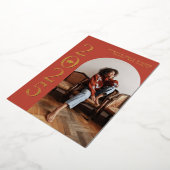 Invitation En Aluminium Classe de 2025 Red Arch Frame Graduation (Rotation)