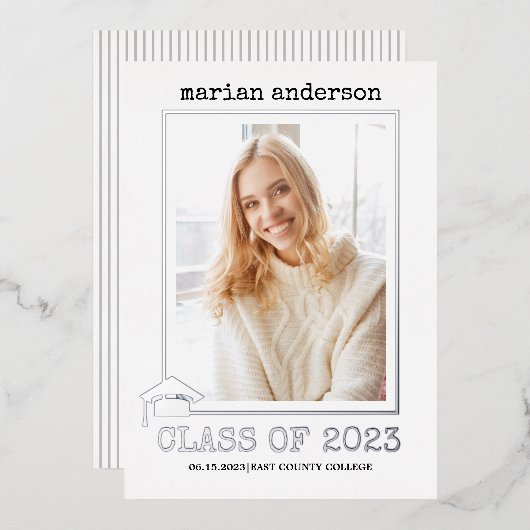 Invitation En Aluminium Classe de feuille d'argent 2023 - feuille photo de (Recto/Verso)