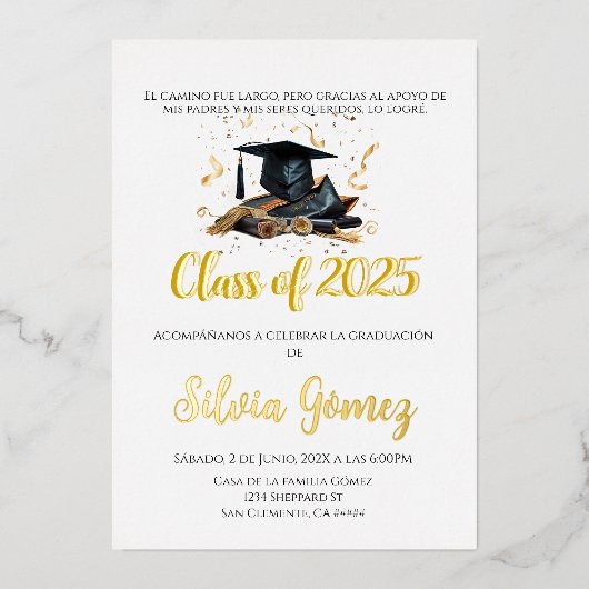 Invitation En Aluminium Classe de graduation 2025 (Recto)