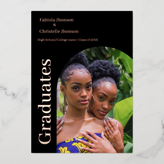 Invitation En Aluminium Classe de graduation Double Photo de 2023 (Recto)