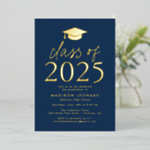 Invitation En Aluminium Classe de marine moderne de 2025 Graduation Party (Debout devant)