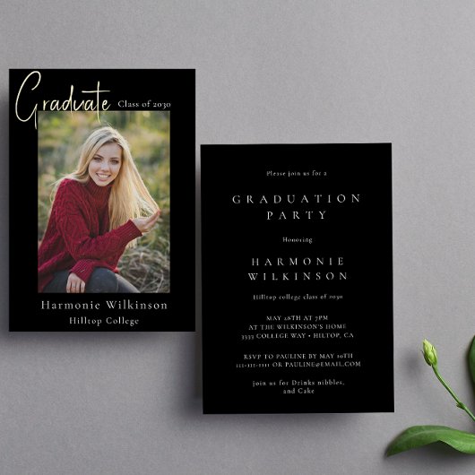 Invitation En Aluminium Classe de photo design moderne de 2024 graduation