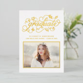 Invitation En Aluminium Classe de script rustique de 2024 Graduation Gold (Debout devant)