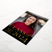 Invitation En Aluminium Classe élégante de 2023 Graduation Gold (Rotation)