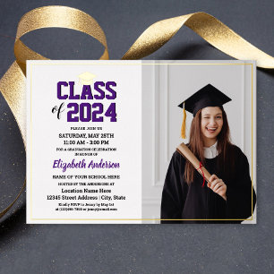 Invitation En Aluminium Classe élégante de 2024 Graduate Photo Graduation