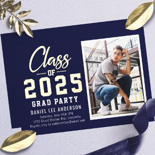 Invitation En Aluminium Classe Marine de 2025 Photo Graduation Party