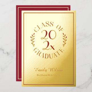 Invitation En Aluminium Classe Maroon et Or De 2025 Graduation Party