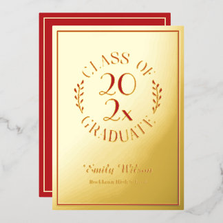 Invitation En Aluminium Classe rouge et or de 2025 Graduation Party