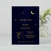 Invitation En Aluminium Classic Celestial Gold Moon Stars Mariage (Debout devant)