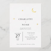 Invitation En Aluminium Classic Celestial Gold Moon Stars Mariage (Recto)