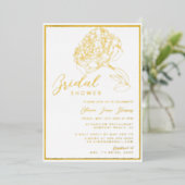 Invitation En Aluminium Classic Chic Gold Frame Peony Bush Fête des mariée (Debout devant)
