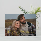 Invitation En Aluminium Classic Elegance Gold Joyeux Noël (Debout devant)