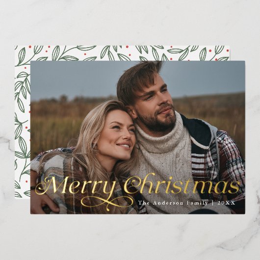 Invitation En Aluminium Classic Elegance Gold Joyeux Noël (Recto/Verso)