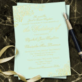 Invitation En Aluminium Classic Elegance Gold sur Mint Green Mariage forme