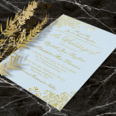 Invitation En Aluminium Classic Elegance Or & Poudre Bleu Mariage formel
