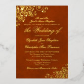 Invitation En Aluminium Classic Elegance Rust Orange Formel Mariage Or (Recto)