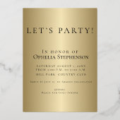 Invitation En Aluminium Classic Elegant Black and Gold Birthday (Verso)
