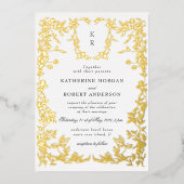 Invitation En Aluminium Classic Elegant Crest Monogram Mariage (Recto)