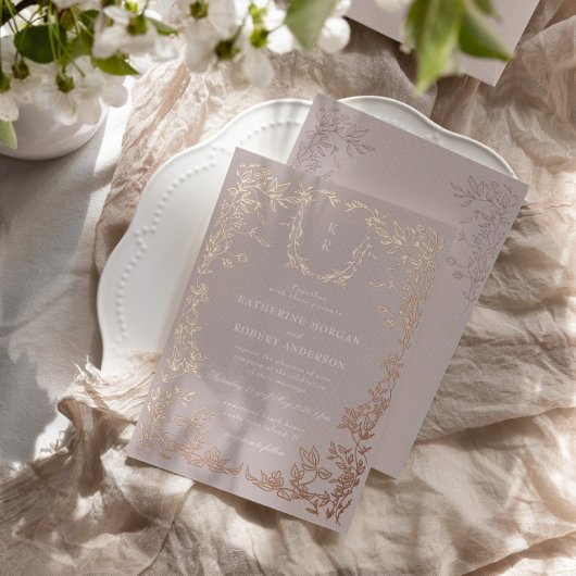 Invitation En Aluminium Classic Elegant Crest Monogram Mariage