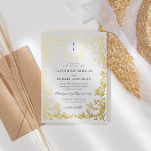Invitation En Aluminium Classic Elegant Crest Monogram Mariage