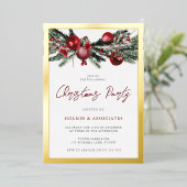 Invitation En Aluminium Classic Gold Bordure Entreprise Noël (Debout devant)