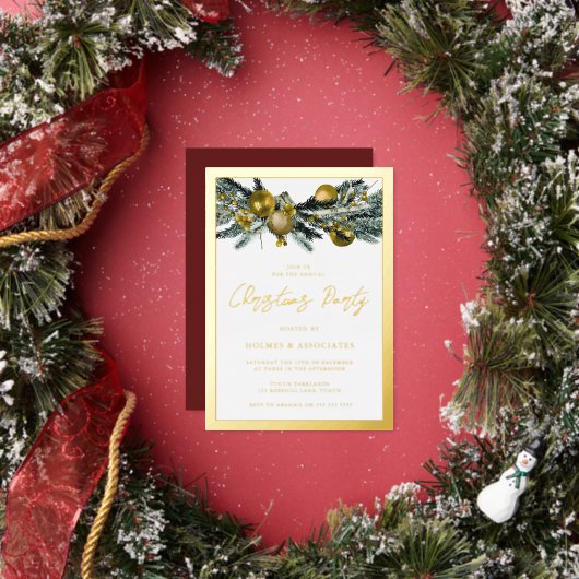 Invitation En Aluminium Classic Gold Corporate Christmas Party (Insitu)