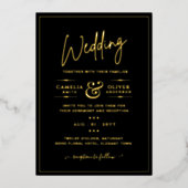 Invitation En Aluminium Classic GOLD FOIL Black Elegant Classic Mariage Fo (Recto)