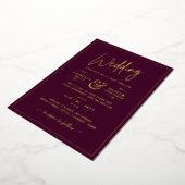 Invitation En Aluminium Classic GOLD FOIL Bourgogne Élégant Classic Mariag (Rotation)