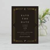 Invitation En Aluminium Classic Gold Foil Byzantin Enregistrer la date (Debout devant)