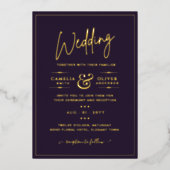 Invitation En Aluminium Classic GOLD FOIL Plum Elegant Classic Mariage (Recto)