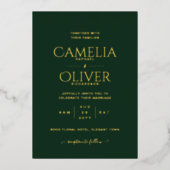 Invitation En Aluminium Classic GOLD FOIL Texte Vert Mariage Élégant (Recto)