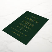 Invitation En Aluminium Classic GOLD FOIL Texte Vert Mariage Élégant (Rotation)