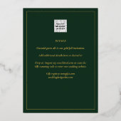 Invitation En Aluminium Classic GOLD FOIL Texte Vert Mariage Élégant (Verso)