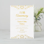 Invitation En Aluminium Classic Gold Swirl 50e anniversaire de Mariage (Debout devant)