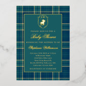 Invitation En Aluminium Classic Green Plaid Polo Equestrian Baby Shower (Recto)