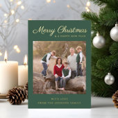 Invitation En Aluminium Classic Green Script Photo Gold