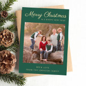 Invitation En Aluminium Classic Green Script Photo Gold