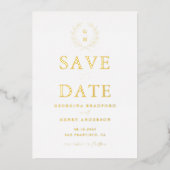 Invitation En Aluminium Classic Laurel Wreath Monogramme Enregistrer la da (Recto)