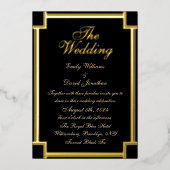 Invitation En Aluminium Classic Métallic Noir et Or Gothique (Recto)