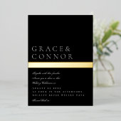Invitation En Aluminium Classic moderne Black Grey Gold Foil Mariage (Debout devant)