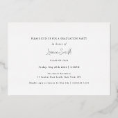 Invitation En Aluminium Classic Moderne Gold Calligraphy Graduation Party (Verso)