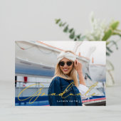 Invitation En Aluminium Classic Moderne Gold Calligraphy Graduation Party (Debout devant)