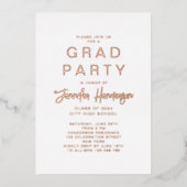 Invitation En Aluminium Classic Rose Gold Script Graduation Party (Recto)