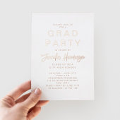 Invitation En Aluminium Classic Rose Gold Script Graduation Party