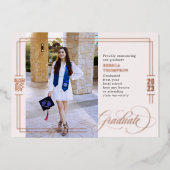 Invitation En Aluminium Classic Script Graduation Blush & Rose Gold Foil (Recto)