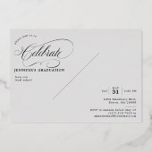 Invitation En Aluminium Classic Script Graduation Blush & Rose Gold Foil (Verso)