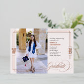 Invitation En Aluminium Classic Script Graduation Blush & Rose Gold Foil (Debout devant)