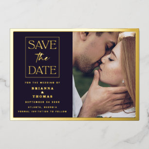 Invitation En Aluminium Classic Simple Photo Mariage Gold Enregistrer la d