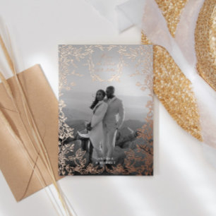 Invitation En Aluminium Classical Elegant Crest Save the Date Rose Gold